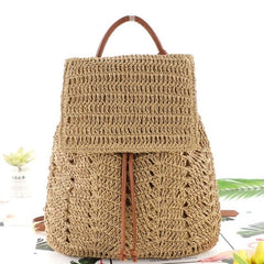 Boho Bag, Woven Rope Straw Bag,Yellow Backpack, Briege and Bag Beach Bag
