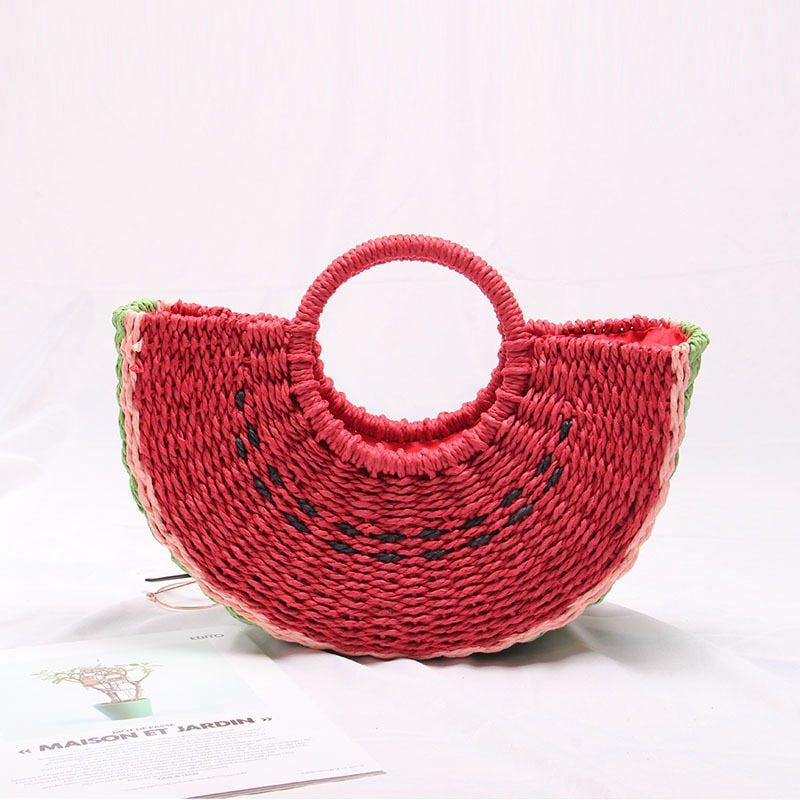 Boho Bag, Woven Rope Handbag, Alba Red Watermelon