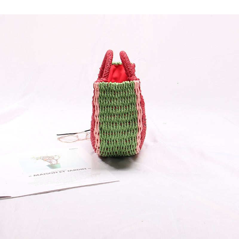 Boho Bag, Woven Rope Handbag, Alba Red Watermelon