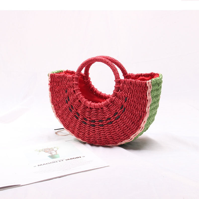 Boho Bag, Woven Rope Handbag, Alba Red Watermelon