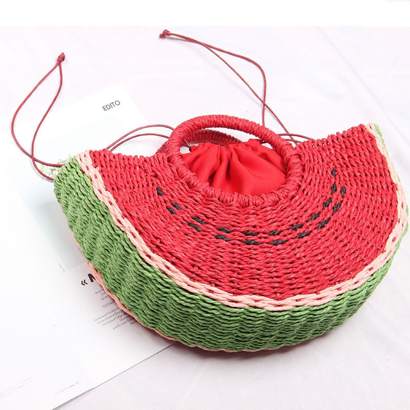 Boho Bag, Woven Rope Handbag, Alba Red Watermelon