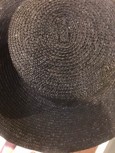 Boho Hat - Summer Sun, Beach, Wide Brim Straw Hat with Minnie Black Ribbon