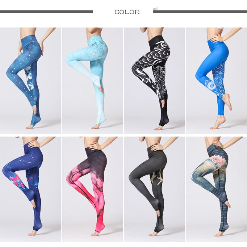 Yoga Legging, Yoga Pants, Boho Legging, Printed Tight, Blue White Lotus