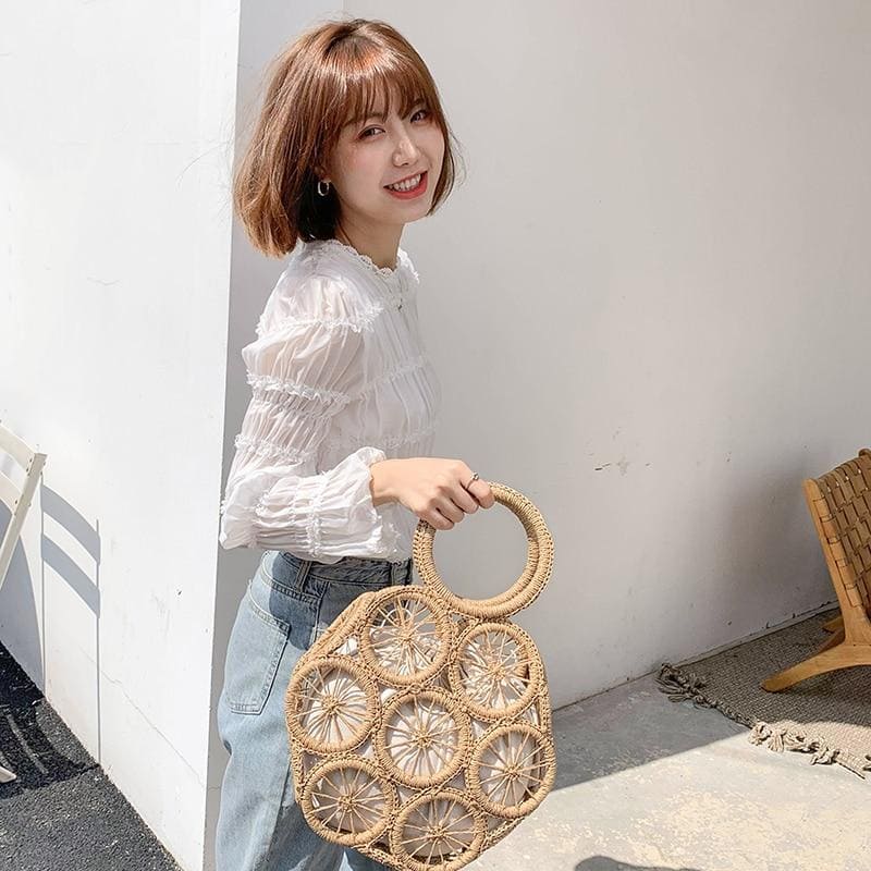 Boho Bag, Woven Rope Handbag, Rattan Bag, Bartley in Brown and Beige