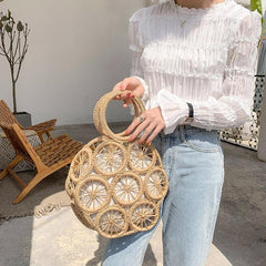 Boho Bag, Woven Rope Handbag, Rattan Bag, Bartley in Brown and Beige