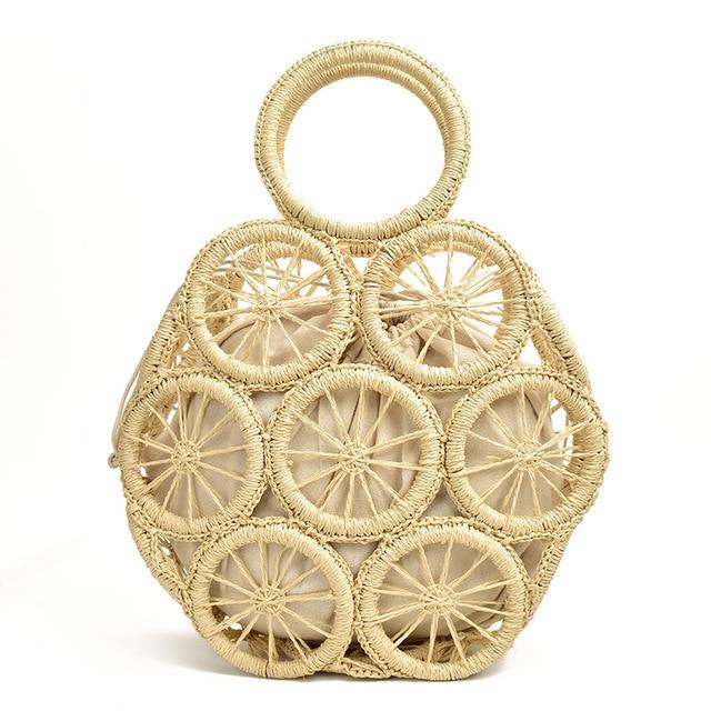 Boho Bag, Woven Rope Handbag, Rattan Bag, Bartley in Brown and Beige