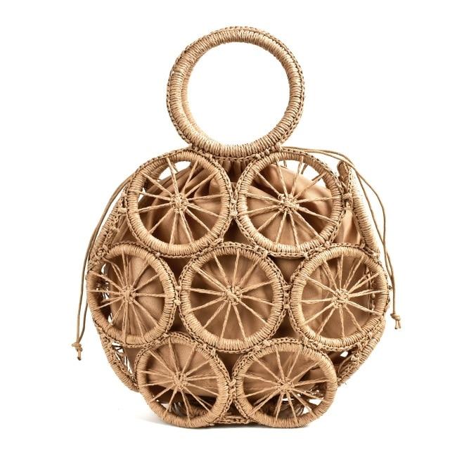 Boho Bag, Woven Rope Handbag, Rattan Bag, Bartley in Brown and Beige