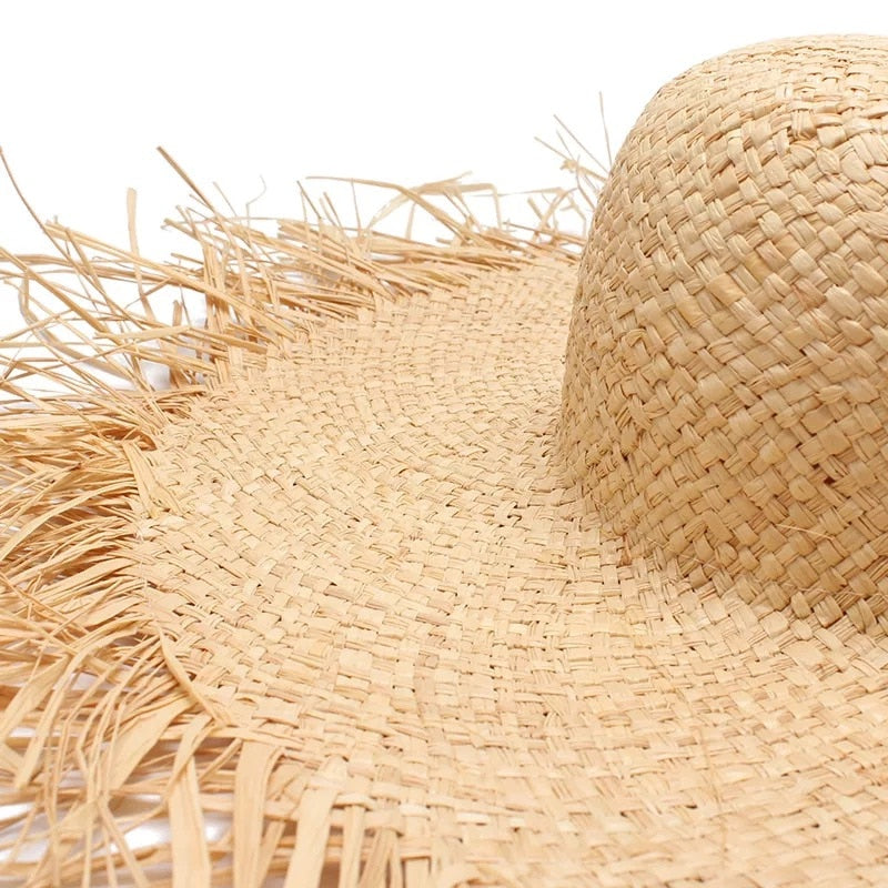 Boho Hat, Sun Hat, Beach Hat, Wide Brim Hat, Straw Hat, Beige Hawai
