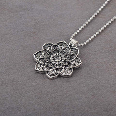 Boho Necklace, Mandala Amulet Lotus