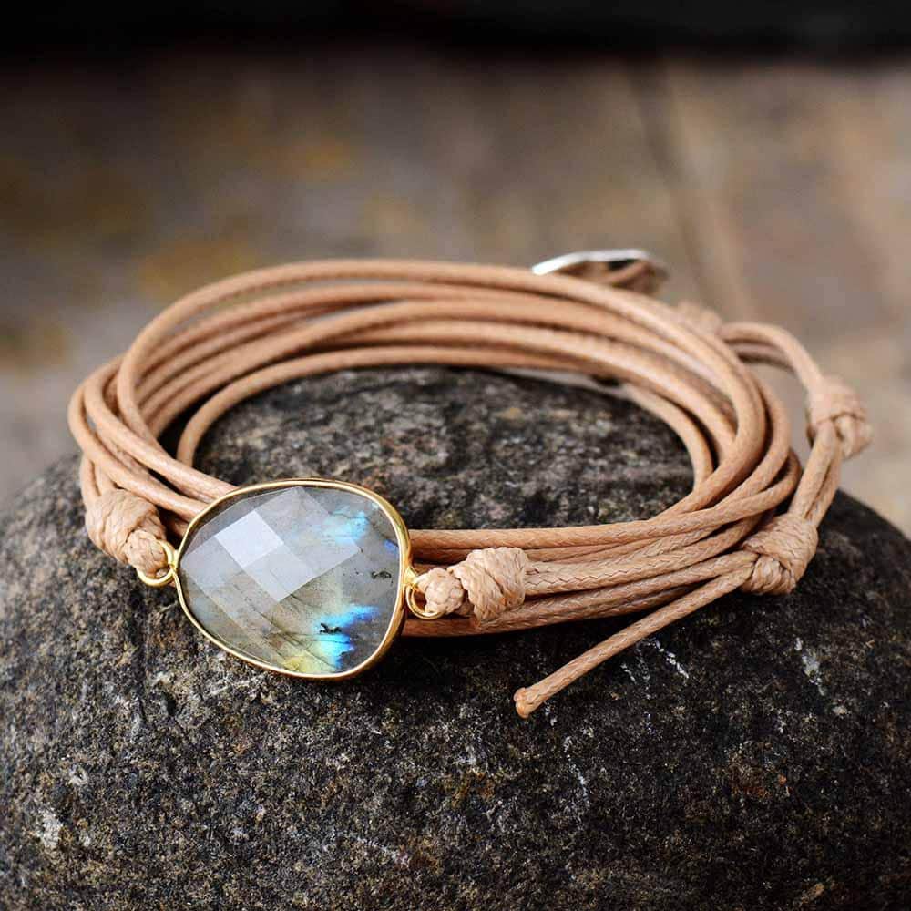 Boho Bracelet, Wrap Rope Bracelet Labradorite