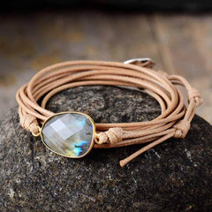 Boho Bracelet, Wrap Rope Bracelet Labradorite