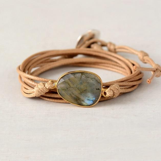 Boho Bracelet, Wrap Rope Bracelet Labradorite