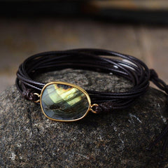 Boho Bracelet, Wrap Rope Bracelet Labradorite