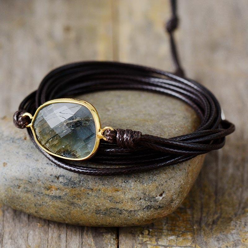 Boho Bracelet, Wrap Rope Bracelet Labradorite