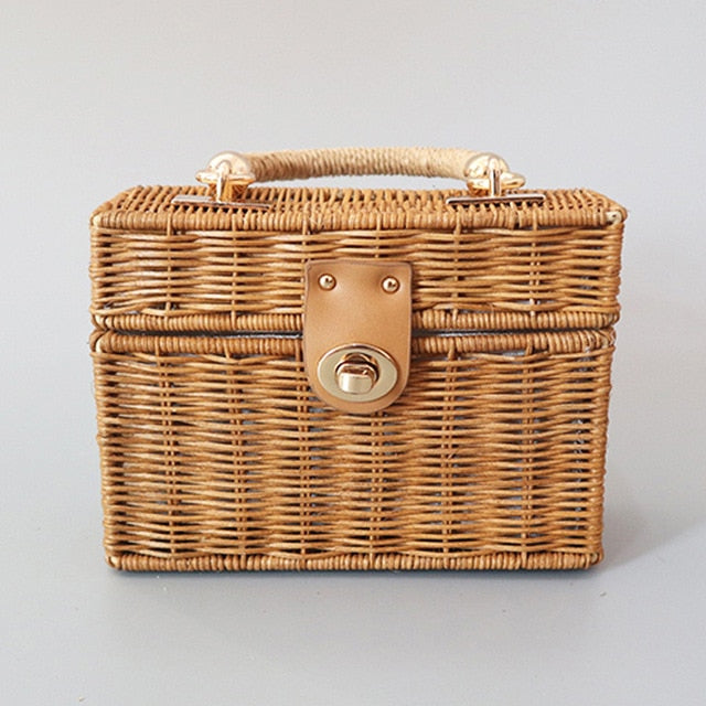 Boho Bag, Woven Straw Bag,  Rattan Bag, Andria in White and Black