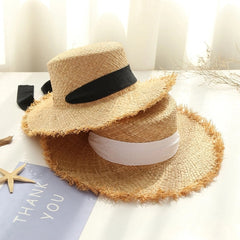 Boho Hat, Kid Hat, Sun Hat, Wide Brim Straw Hat, Little Girl  Hat, Ava White Ribbon