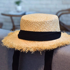 Boho Hat, Kid Hat, Sun Hat, Wide Brim Straw Hat, Little Girl  Hat, Ava White Ribbon