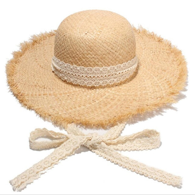 Boho Hat, Kid Hat, Sun Hat, Wide Brim Straw Hat, Little Girl  Hat, Ava White Ribbon