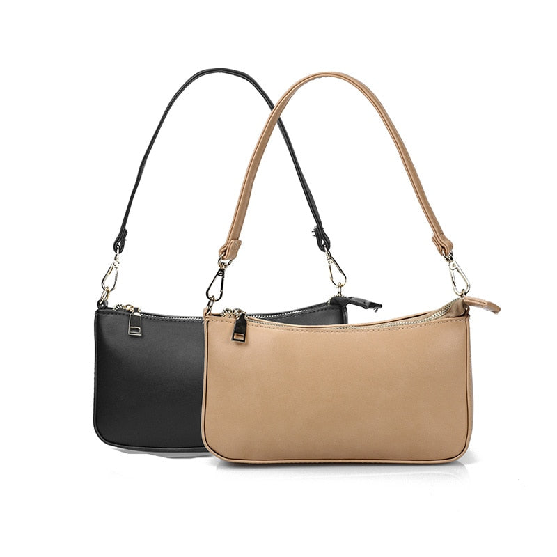 Boho Bag, Small Shoulder Bag, Denise Poach Bag in White, Black and Brown