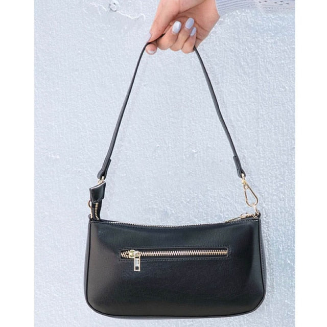 Boho Bag, Small Shoulder Bag, Denise Poach Bag in White, Black and Brown