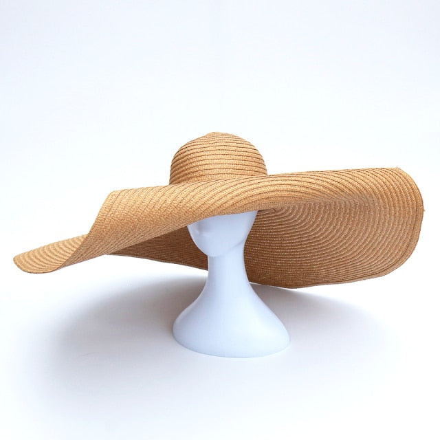 Boho Hat, Beach Hat, Extra Wide Brim Paper Hat, Floria in Pink, Orange, Green and 35 colors  (Soft, 25 cm)