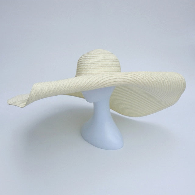 Boho Hat, Beach Hat, Extra Wide Brim Paper Hat, Floria in Pink, Orange, Green and 35 colors  (Soft, 25 cm)