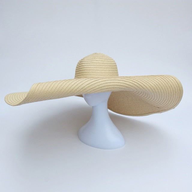 Boho Hat, Beach Hat, Extra Wide Brim Paper Hat, Floria in Pink, Orange, Green and 35 colors  (Soft, 25 cm)