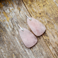 Boho Earrings, Dangle Earrings, Pink Rose Quartz