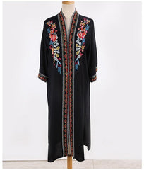 Boho Robe, Beach Cover up, Beach Robe, Cover Up, Embroidered Robe, Zinnia in Black