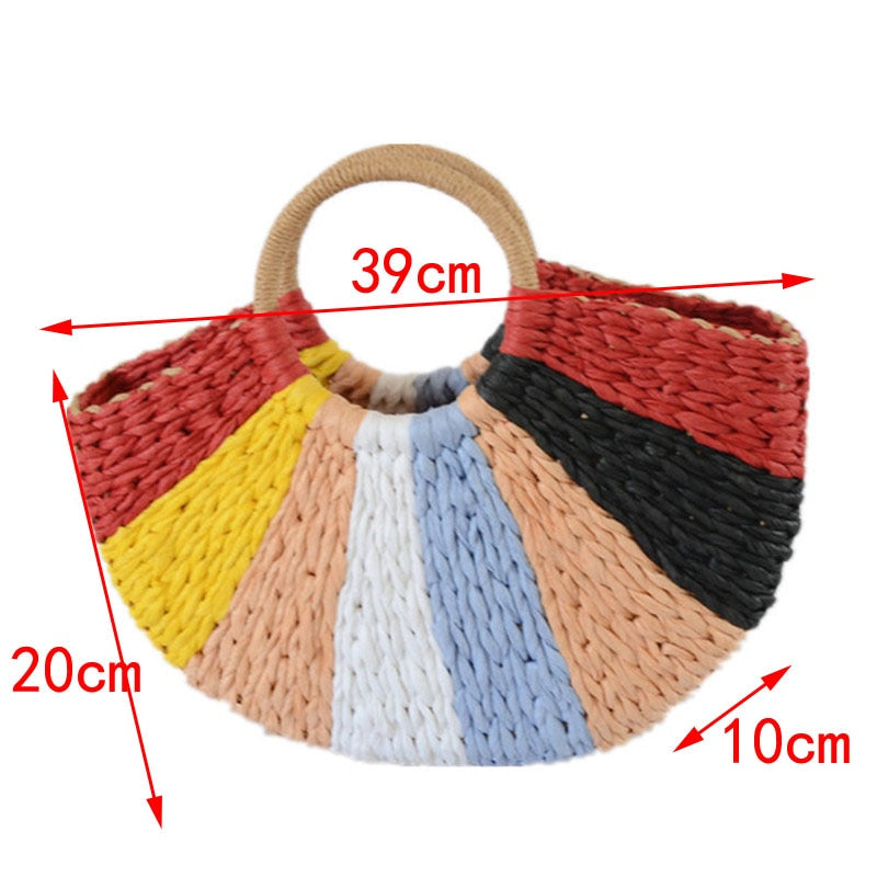 Boho Bag, Woven Rope Handbag, Alba Yellow Blue