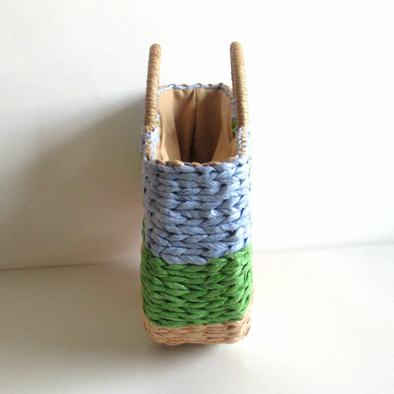 Boho Bag, Woven Rope Handbag, Alba Yellow Blue