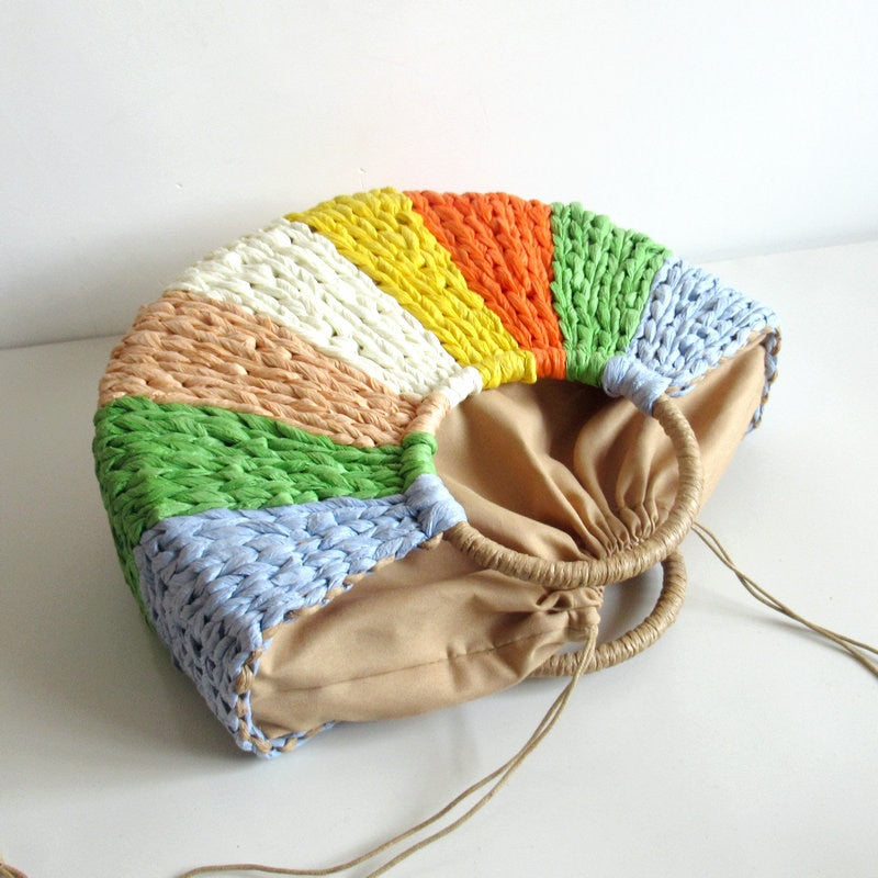 Boho Bag, Woven Rope Handbag, Alba Yellow Blue