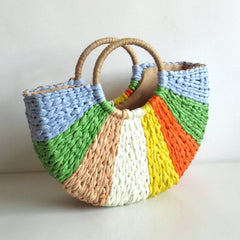 Boho Bag, Woven Rope Handbag, Alba Yellow Blue