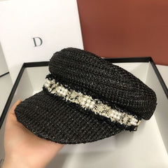 Boho Hat, Wool Sailor Cap, Juliet in Black, Beige and Ivory