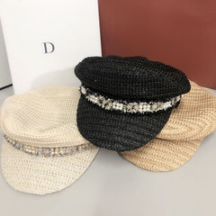 Boho Hat, Wool Sailor Cap, Juliet in Black, Beige and Ivory