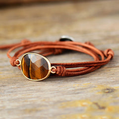 Boho Bracelet, Rope Wrap Bracelet, Tiger Eye Punk