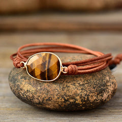 Boho Bracelet, Rope Wrap Bracelet, Tiger Eye Punk