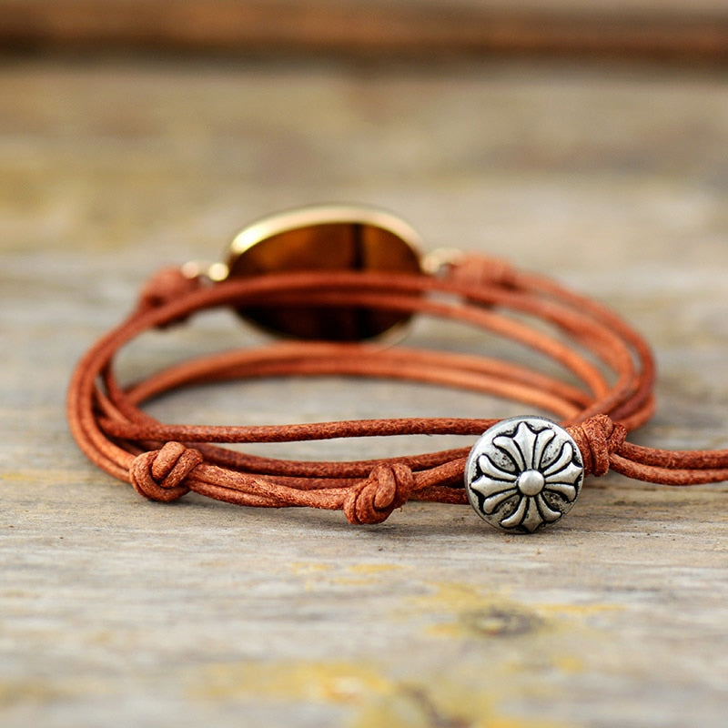 Boho Bracelet, Rope Wrap Bracelet, Tiger Eye Punk