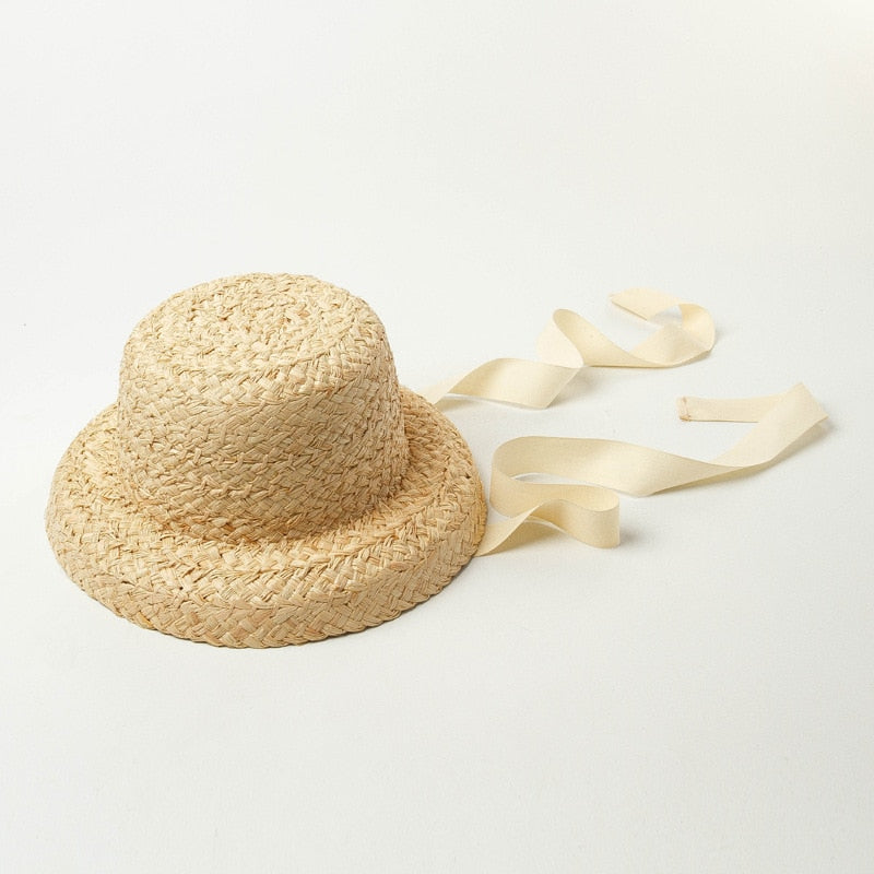 Boho Hat, Kid Hat, Sun Hat, Little Girl Hat, Amelia White Ribbon