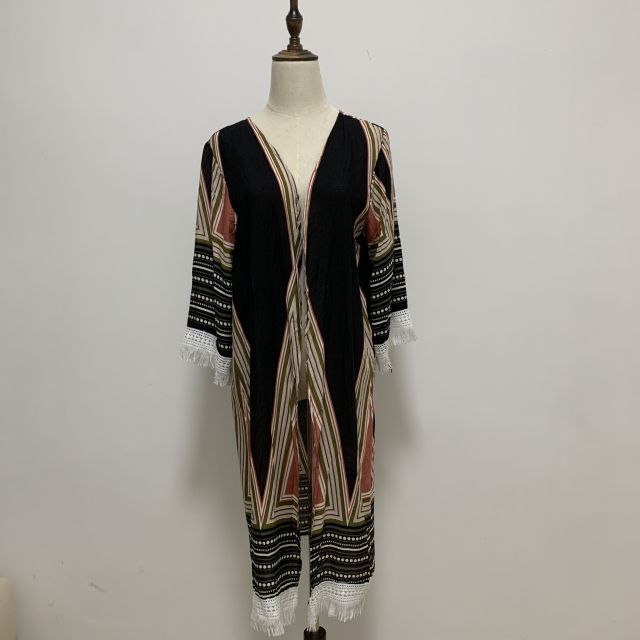 Boho Robe, Duster, Gypsy Flower in White Tribal Tassel