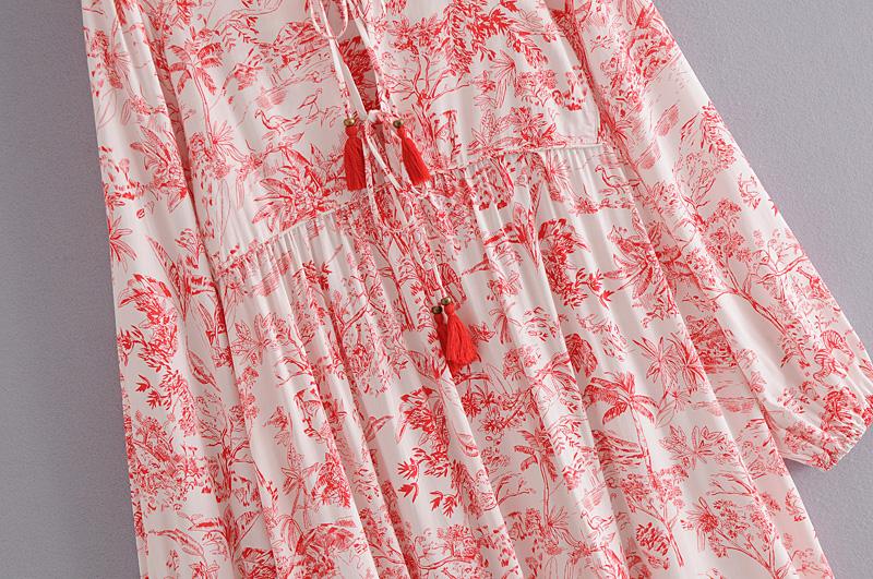 Gown Dress, Boho Maxi Dress, Loose Dress, Red Forest