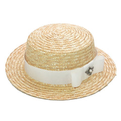 Boho Hat, Kid Hat, Little Girl Hat, Straw Hat, Sun Bee Black Pink