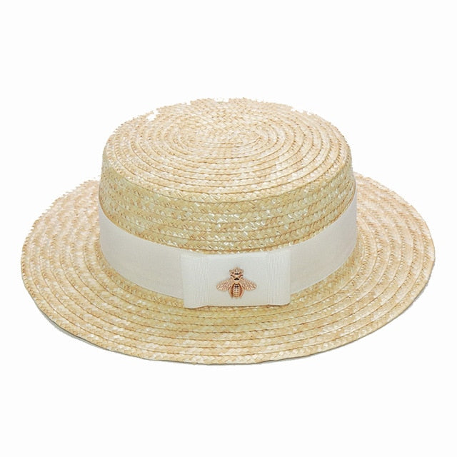 Boho Hat, Kid Hat, Little Girl Hat, Straw Hat, Sun Bee Black Pink