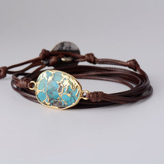 Boho Bracelet, Wrap Bracelet, Blue Turquoise