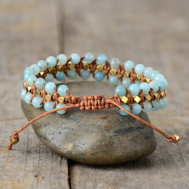 Boho Bracelet, Friendship Bracelet, Blue Amazoniteand Purple Jasper