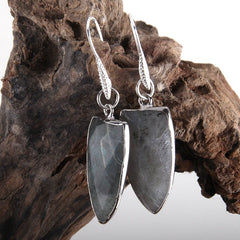Boho Earrings, RH Dangle Earrings, Black Amazonite