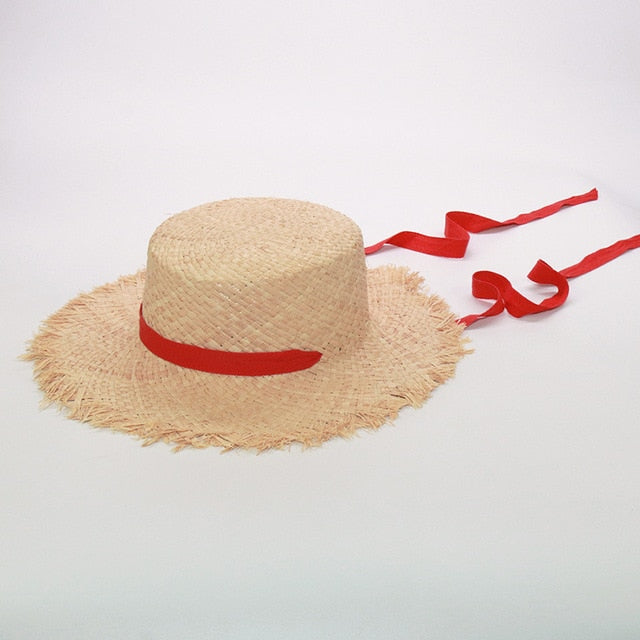 Boho Hat, Kid Hat, Sun Hat, Wide Brim Straw Hat, Little Girl Hat, Mia White Ribbon
