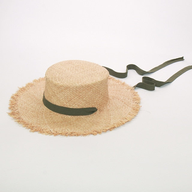 Boho Hat, Kid Hat, Sun Hat, Wide Brim Straw Hat, Little Girl Hat, Mia White Ribbon