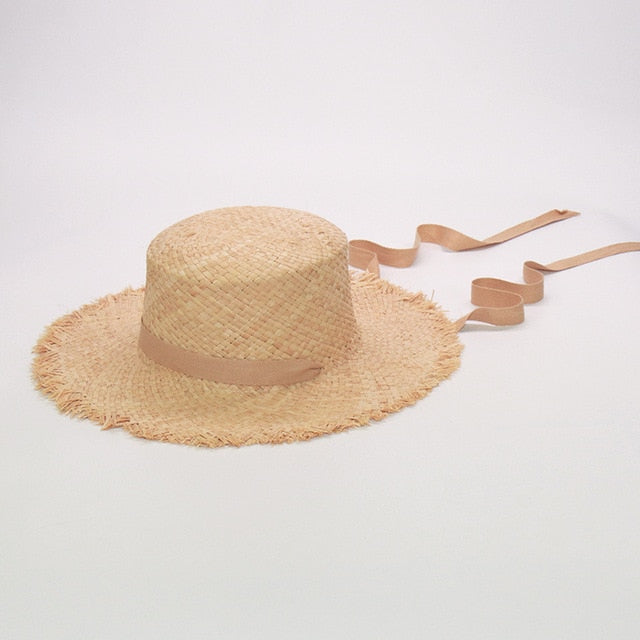 Boho Hat, Kid Hat, Sun Hat, Wide Brim Straw Hat, Little Girl Hat, Mia White Ribbon