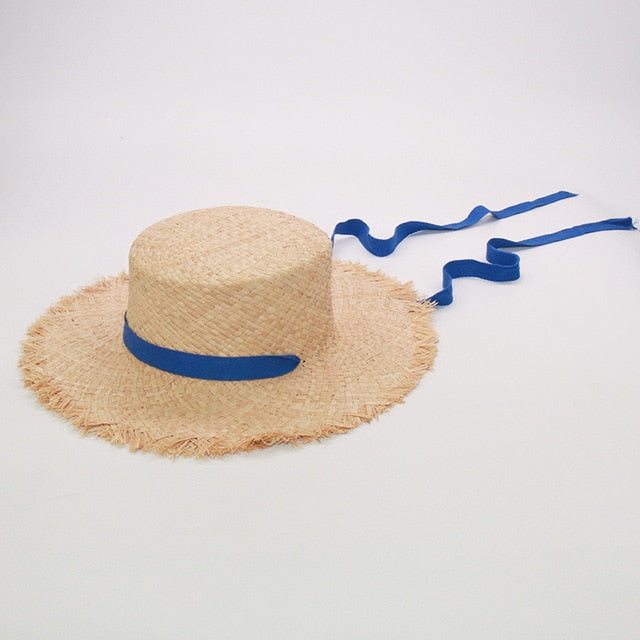 Boho Hat, Kid Hat, Sun Hat, Wide Brim Straw Hat, Little Girl Hat, Mia White Ribbon